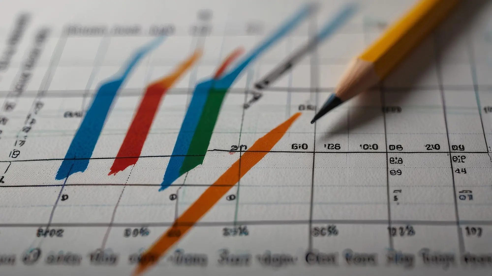 a pencil is on a graph with a line graph